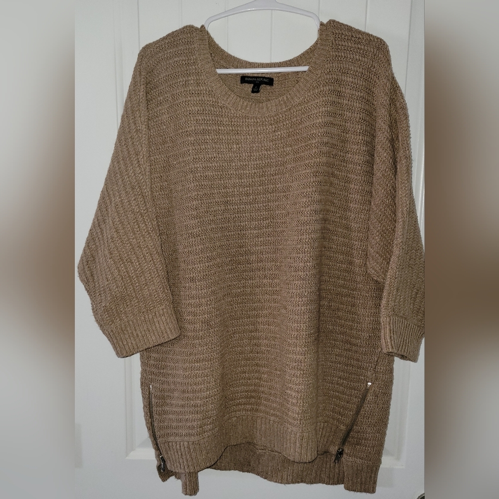 Banana Republic Taupe Knit Scoop Neck Sweater